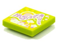 LEGO part Azulejo 2 x 2 with BeatBit Album Cover - Sun and Sunshine with Flowers Pattern 3068pb1559