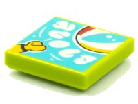 LEGO part Tile 2 x 2 with BeatBit Album Cover - Hand and Beach Ball Pattern 3068pb1583