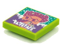 LEGO part Tile 2 x 2 with BeatBit Album Cover - Coral Minifigure, Magenta Hair and Star Glasses Pattern 3068pb1611