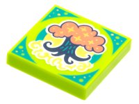 LEGO part Tile 2 x 2 with BeatBit Album Cover - Coral and Dark Blue Tree Pattern 3068pb1776