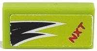 LEGO part Piastrella 1 x 2 with Red 'NXT' and Black and White Flames Pattern (Sticker) - Set 8119 3069pb0121