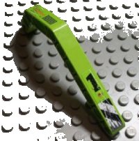 LEGO part Technic, Liftarm, Modified Bent Thick 1 x 11.5 Double with Worn '1' and Danger Stripes and Exhaust Vents Pattern Model Left (Stickers) - Set 8956 32009pb006L