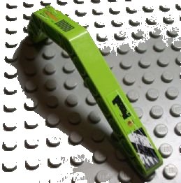 LEGO part Technic, Liftarm, Modified Bent Thick 1 x 11.5 Double with Worn '1' and Danger Stripes and Exhaust Vents Pattern Model Left (Stickers) - Set 8956 (32009pb006L)