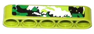 LEGO part Technic, Liftarm Thick 1 x 5 with Black, White and Green Camouflage Pattern Model Right Side (Sticker) - Set 42027 (32316pb007r)