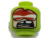 LEGO part Minifigure, Head Balaclava with Red and White Goggles, Light Nougat Face, Open Mouth Missing Tooth Pattern 3626pb1803