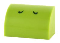 Slope, Curved 1 x 2 with 2 Dark Green Curved Lines Pattern (Super Mario Yoshi Nostrils) in limette, LEGO Teilenummer 37352pb003