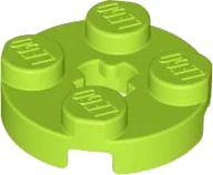 Plate, Round 2 x 2 with Axle Hole en lime, numéro de pièce LEGO 4032