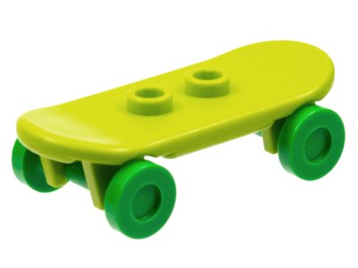LEGO part Minifigure, Utensil Skateboard Deck with Bright Green Wheels (42511 / 2496) (42511c06)
