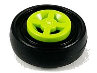 Wheel 8mm D. x 6mm with Black Tire 14mm D. x 4mm Smooth Small Single (4624 / 3139) en lima, número de pieza LEGO 4624c01