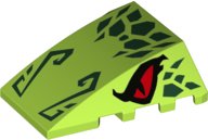 LEGO onderdeel Wedge 4 x 4 Triple Curved No Studs with Red Eyes and Dark Green Scales and Nose Pattern (47753pb100)