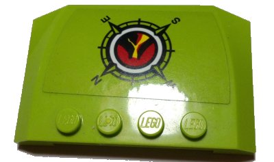 LEGO onderdeel Wedge 4 x 6 x 2/3 Triple Curved with Volcano Explorers Logo Compass Rose Pattern (Sticker) - Set 60122 (52031pb137)