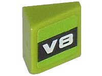 LEGO part Slope 30 1 x 1 x 2/3 with White 'V8' on Black Background Pattern Model Right (Sticker) - Set 8302 54200pb044R