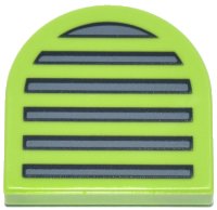 LEGO part Tile, Round 2 x 2 Half Circle Extended with Car Grille with 6 Black and Dark Bluish Gray Lines Pattern 5520pb015
