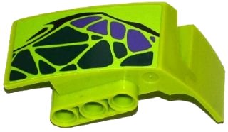 LEGO part Technic, Panel Car Mudguard Left with Dark Green and Dark Purple Scales Pattern (Sticker) - Set 9445 (61071pb004)