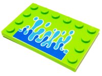 LEGO part Tile, Modified 4 x 6 with Studs on Edges with Blue Water Splash Pattern 6180pb027