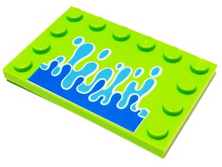 LEGO part Tile, Modified 4 x 6 with Studs on Edges with Blue Water Splash Pattern (6180pb027)