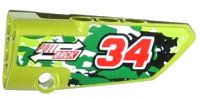 LEGO part Technic, Panel Fairing # 4 Small Smooth Long, Side B with Red Number 34, 2 White Arrows and 'PULL BACK' Pattern (Sticker) - Set 42027 64391pb009