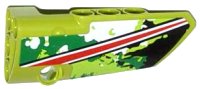 LEGO part Technic, Panel Fairing # 4 Small Smooth Long, Side B with Red and White Stripe on Black, White and Green Camouflage Pattern (Sticker) - Set 42027 64391pb010