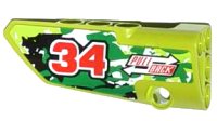 LEGO part Technic, Panel Fairing # 3 Small Smooth Long, Side A with Red Number 34, 2 White Arrows and 'PULL BACK' Pattern (Sticker) - Set 42027 64683pb009
