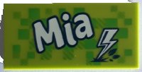 LEGO part Tile 2 x 4 with 'Mia' and Lightning Flash Pattern 87079pb0538