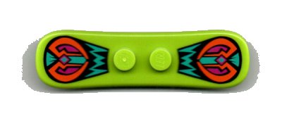 LEGO part Minifigure, Utensil Snowboard Small with Black, Dark Turquoise, Orange and Magenta Decoration Pattern (BAM) (93218pb03)