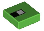 LEGO part Tile 1 x 1 with White Square on Black Rectangle Pattern (Minecraft Turtle Pixelated Eye) 3070pb129