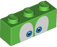 LEGO part Brick 1 x 3 with Dark Azure and Black Eyes on White Background Pattern (Super Mario Larry Upper Face) 3622pb125