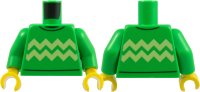 LEGO part Torso Sweater with Bright Light Yellow Zigzag Lines Pattern / Bright Green Arms / Yellow Hands 973pb4536c01
