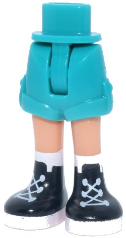 LEGO part Mini Doll Hips and Shorts with Molded Nougat Legs and Printed Black and White Boots with Laces Pattern - Thin Hinge (1826cc00pb009)