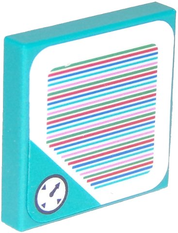 LEGO part Tile 2 x 2 with Super Mario Scanner Code Time Block / Timer / Clock Pattern (Sticker) - Sets 71365 / 71369 (3068pb1347)