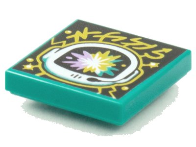 LEGO part Tile 2 x 2 with BeatBit Album Cover - Space Helmet with Pastel Explosion Pattern (3068pb1544)