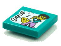 LEGO part Tile 2 x 2 with BeatBit Album Cover - Saxophone Player Pattern 3068pb1596