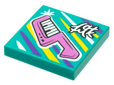 LEGO part Tile 2 x 2 with BeatBit Album Cover - Keytar Pattern (3068pb1641)