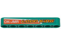 LEGO onderdeel Technic, Liftarm Thick 1 x 7 with Orange Stripe, 'LOOP KiNG' and 'OK-JMR' Pattern Model Right Side (Sticker) - Set 42117 32524pb043R