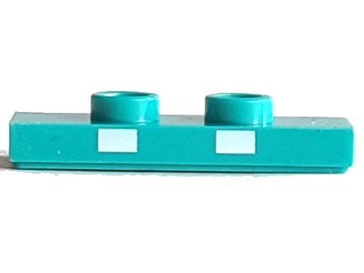 LEGO part Plate, Modified 1 x 3 with 2 Studs (Double Jumper) with 2 White Rectangles Pattern (Super Mario Bone Goomba Teeth) (34103pb01)