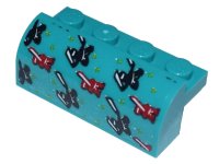 LEGO part Slope, Curved 2 x 4 x 1 1/3 with 4 Recessed Studs with Bedspread with Red and Black Ninjas Pattern (Sticker) - Set 71741 6081pb030