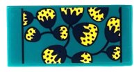 LEGO part Tile 2 x 4 with Blanket with Bright Light Yellow and Dark Blue Flower Pods and Lines Pattern (Sticker) - Set 41683 87079pb1404