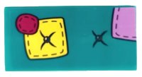 LEGO part Tile 2 x 4 with Cushion with Magenta, Medium Lavender and Bright Light Yellow Patches, Dark Blue Buttons and Stitching Pattern (Sticker) - Set 41683 87079pb1405