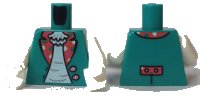 LEGO part Torso Open Vest with Coral Lapels and 2 Buttons over White Shirt Pattern (BAM) / White Arms / White Hands 973pb4981c01