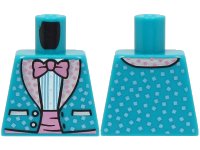 LEGO part Torso Jacket with Metallic Light Blue Squares and Silver Lapels, White Shirt, Metallic Pink Bow Tie Pattern (BAM) 973pb5059