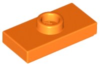 LEGO part Piastra, Modificata 1 x 2 con 1 Bottone con Scanalatura e Supporto Bottone Inferiore (Jumper) 15573