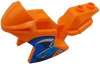 LEGO part Motorcycle Fairing, Racing (Sport) Bike with Dark Azure, Dark Blue and White Shark and Wave on Blue Background Pattern on Both Sides 18895pb34