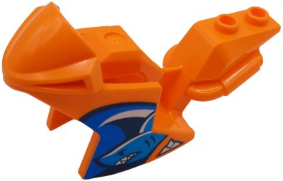 LEGO part Motorcycle Fairing, Racing (Sport) Bike with Dark Azure, Dark Blue and White Shark and Wave on Blue Background Pattern on Both Sides (18895pb34)