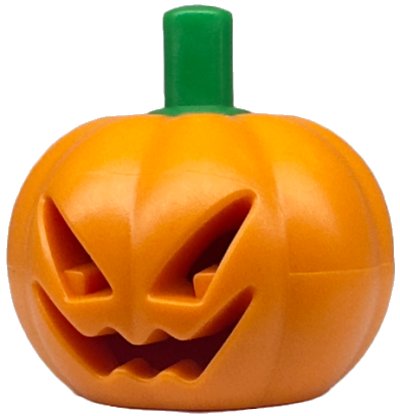 LEGO part Minifigure, Headgear Head Cover, Pumpkin Jack O' Lantern with Molded Green Stem Pattern (20695pb01)