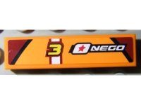 LEGO part Tile 1 x 4 with Number 3 and 'NEGO' Pattern (Sticker) - Set 8304 2431pb0178