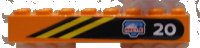 LEGO part Brick 2 x 8 with Diagonal Yellow Stripes, White '20' and Arctic Logo on Black Background Pattern Model Left Side (Sticker) - Set 6520 3007pb02l