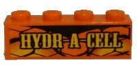 LEGO part Steen 1 x 4 with 'HYDR-A-CELL' on Snakeskin Background Pattern (Sticker) - Set 8158 3010pb161