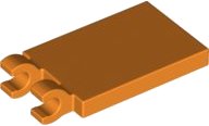 Fliese, modifiziert 2 x 3 mit 2 offenen O Clips in orange, LEGO Teilenummer 30350b
