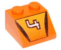LEGO part Slope 45 2 x 2 with '4' Hot Scorcher Pattern 3039pb025