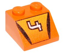 LEGO part Slope 45 2 x 2 with '4' Hot Scorcher Pattern (3039pb025)